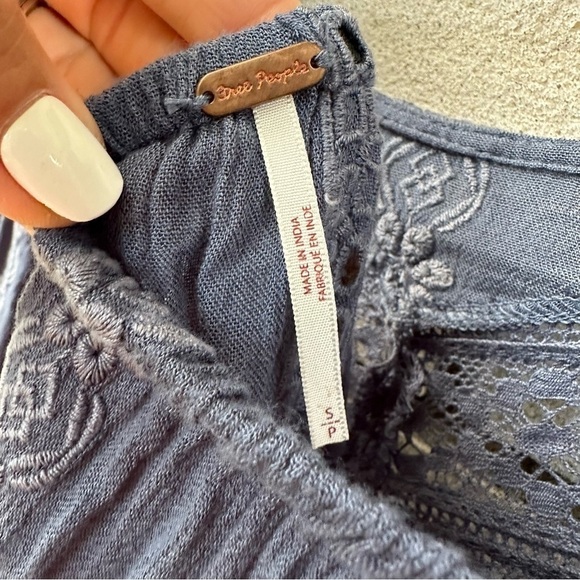 Free People Kiss Kiss Lace Insert Tunic Blue - Picture 10 of 15